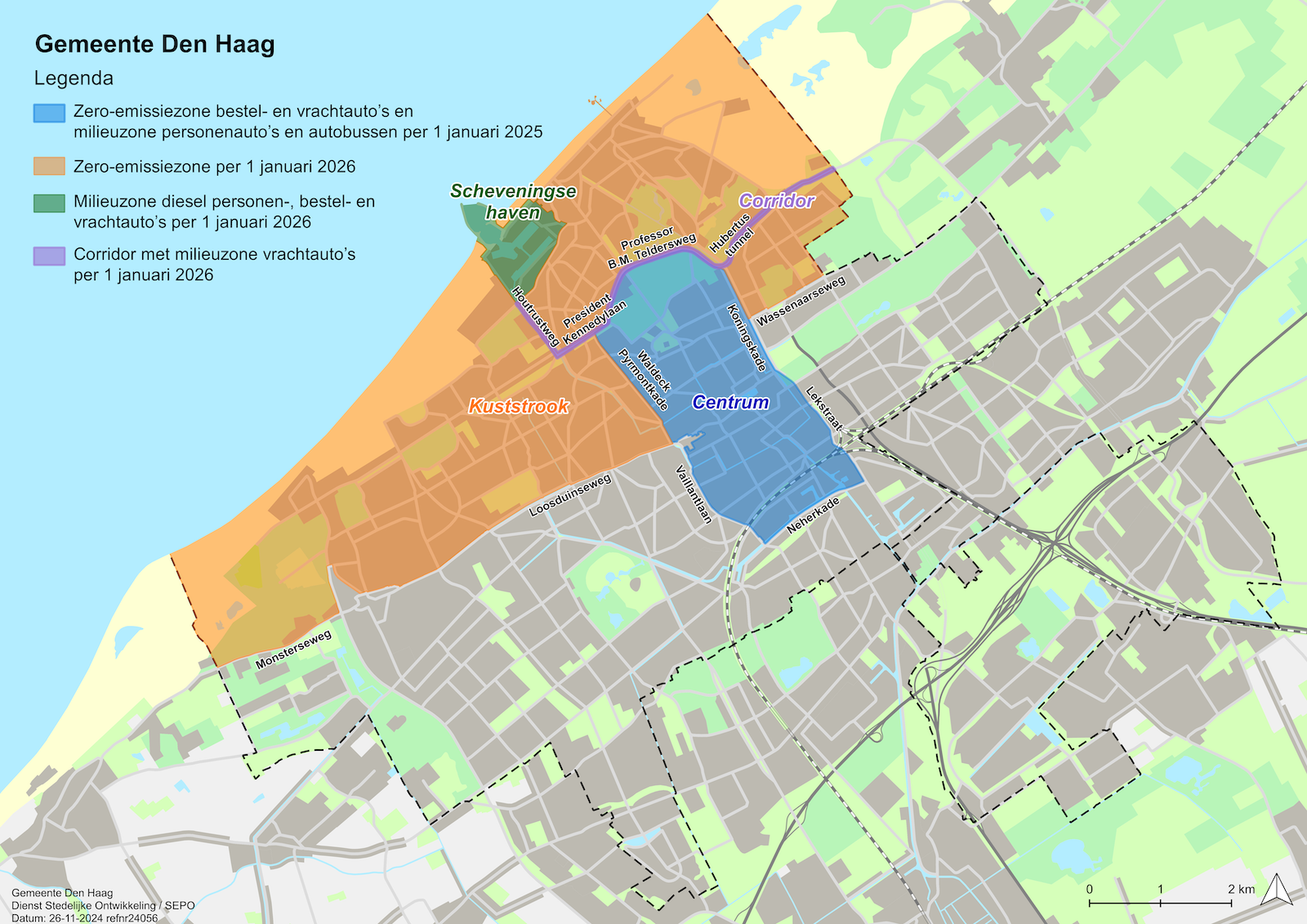 kaart uitbreiding zero emissie zone den haag